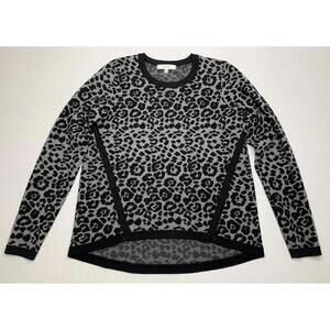 Women's Milly Medium Black Gray Jaguar Print Sweater P156